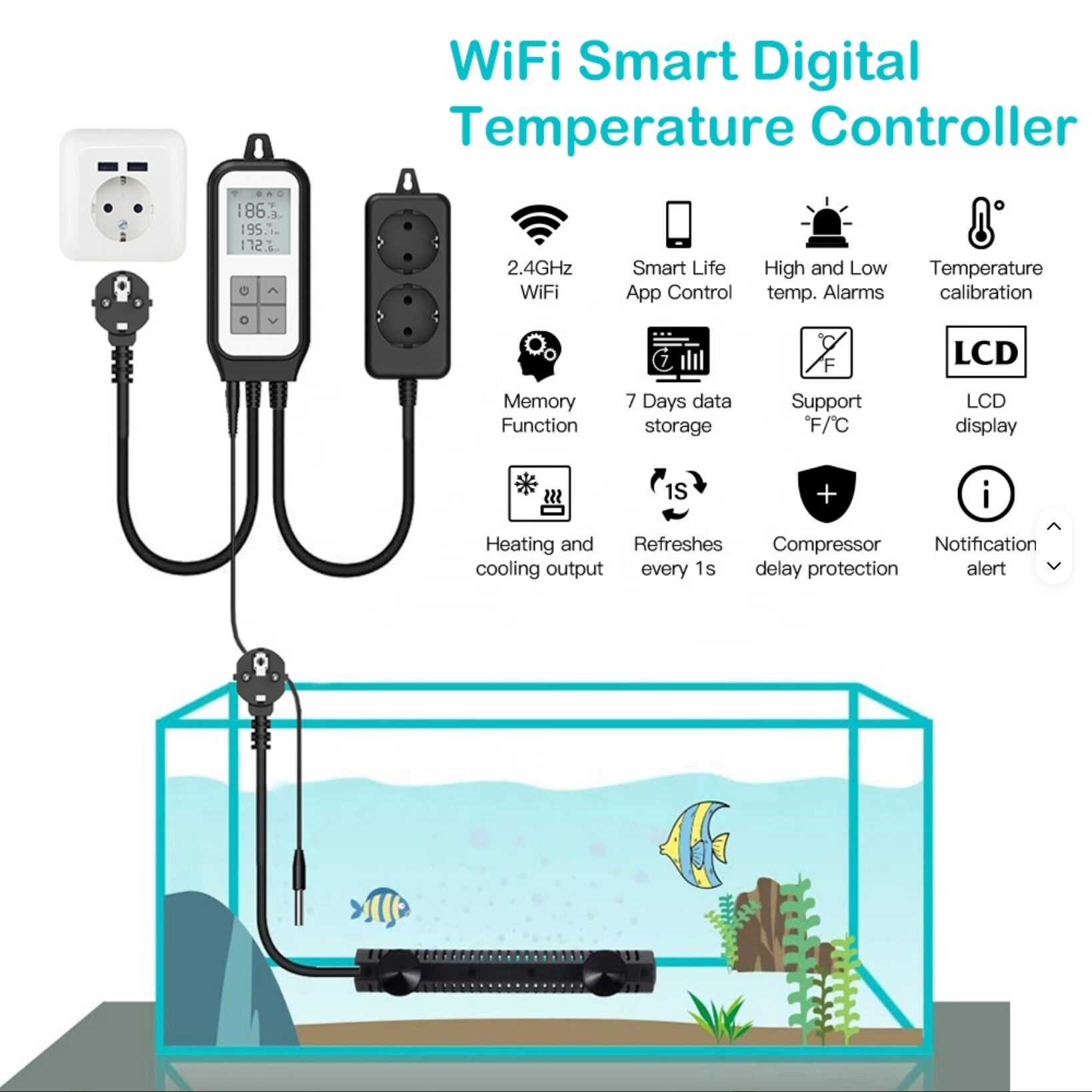 Termostato WiFi inteligente. Tuya, Google Home, Matter – Enchufe EU - Imagen 7